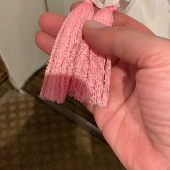 Women’s Chach Beach V-Neck Cover Up With Pink Tassels and White Fringe Size S - Picture 5 of 8